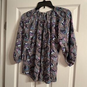Tucker Silk Blouse Size S but fit is XS